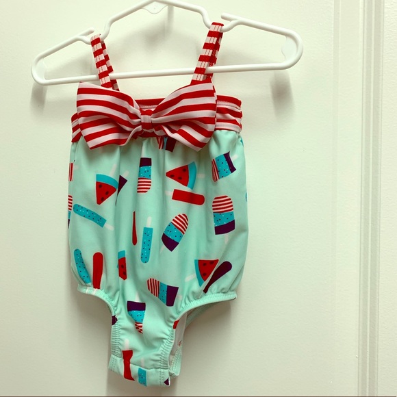 Cat & Jack Other - Candy striper bow watermelon popsicle bathing suit